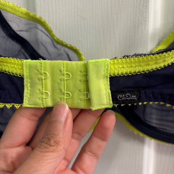 Claudette matching bra and panty set | size S panty and 32D bra | navy and neon - Picture 7 of 9